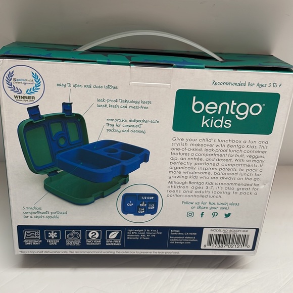 Bento Box Boys Blue Green NIB Kid’s Shark Bentgo Lunchbox BPA Free - Picture 4 of 5
